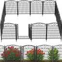14 Panels No Dig Decorative Garden Fence with Gate, GATKITOM 31.3in(H) x 30.3ft(L) Rustproof Animal Barrier Metal Dog Fence Outdoor for Yard, Patio, Temporary Garden Fencing with Ground Stakes