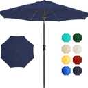 9FT Outdoor Patio Umbrella Outdoor pool Umbrella with Push Button Tilt and Crank, Market Umbrella 8 Sturdy Ribs UV Protection for Garden, Deck, Backyard (navy)