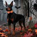 Maca Bates Halloween Dog Collar Spooky Ghost Dogs Collars with Bow Yellow Pumpkin Puppy Colar with Bowtie Adjustable Birthday Gift for XS Small Medium Large XL Girls Boys Male Female Dogs Pet