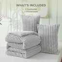 Bedsure Comforter Set Queen Size - GentleSoft 3 Pieces Double-Side Fleece Fluffy Light Grey Comforter Set, Cozy Striped Room Decor Aesthetic, Luxury Bedding Queen Size, 2 Pillowcases, 90x90 Inches