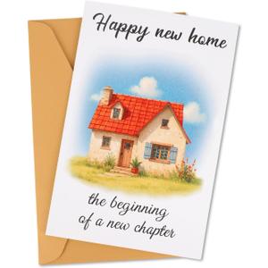 Penitue Funny Housewarming Greeting Card, Happy New Home Gift Card with Envelope Meaningful Moving House Postcard for Friends & Colleagues Family Celebration