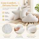 Cumule 3 Pcs Cloud Moon Star Throw Pillows 16 Inch White Soft Plush Pillow White Boho Nursery Decor for Couch Bed Sofa, Kids Room & Bedroom Aesthetic Decor