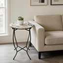 Round Side Table, 21 Inch Tall Metal Table for Patio Deck Porch Livingroom, 14 inches x 14 inches x 21 inches