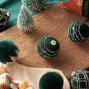 Velvet Christmas Ball Ornaments,Hand Flocking Diamond Setting Shatterproof Tree Decorations, Holiday Wedding Party 12 Pack (Green)