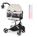 T4 Pet Stroller for Dogs & Cats +2-in-1 Double Sided Pet Hair Remover Brush