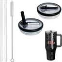 Rimoleur 32 oz Tumbler Flip Straw Lid Replacement Fit for HydroJugOnly,2 Pack Leak Proof for HydroJug Lid Replacement Spill Proof Reusable Tumbler Cover Compatible with 32oz Cup Accessories (Black)