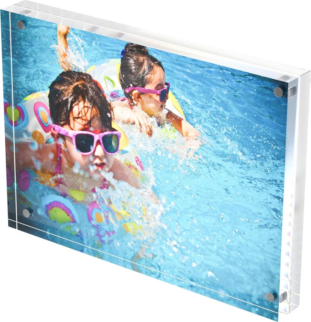 DreamShore 5x7 Acrylic Magnetic Picture Frame, 1 Pack Clear Frameless Rectangle Photo Frame for Desktop Display