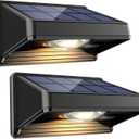 Solar Fence Lights Outdoor, Warm White, Bright Led Fence Powered Lights Outdoor Waterproof Solar Powered Wall Lighting, Dusk to Dawn Solar Deck Light for Backyard/Railing/Step/Patio/Porch (7  Pack)