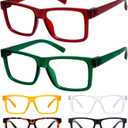 BFOCO Oversized Reading Glasses Metalless Screwless Spring Hinges for Men 6 Pack Readers +1.75 (6 Pack Mix Color-r2508)