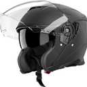 Motorcycle Helmets for Adults, Open Face Motorcycle Helmet with Dual Visor | Casco para Moto DOT Certified, ATV Dirt Bike Snowmobile Motocross Helmet for Men Women, Quick Release Strap, AP-836, Matte Black, L(59-60 cm / 23.23-23.62 in)