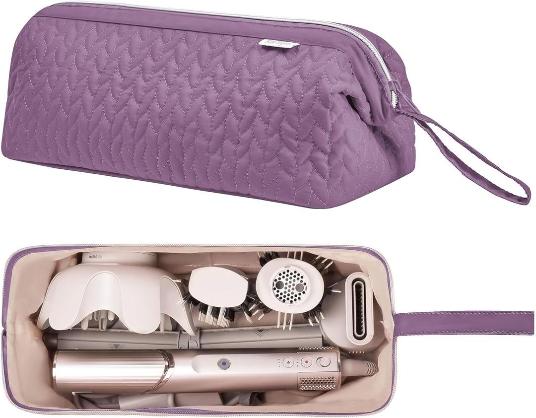 KarSyon Shark Flex Style Case for Dy son Airwrap Hair Dryer Brush Revlon Hair Tools Travel Bag Carrying Case Flat Curling Iron Organizer (Purple)