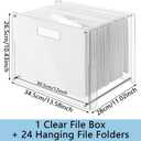 Dispowreath 24 Hanging File Folder with Acrylic Organizer for Letter/a4 Size Desktop Clear File Storage Box with Handles for Home Work Office Use(White,Classic)