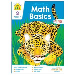 School Zone Math Basics 3 Workbook: 64 Pages, 3rd Grade, Multiplication, Division, Word Problems, Place Value, Fractions, Ages 8-9 (I Know It! Book Series)