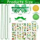 178Pcs St. Patricks Day Accessories Dressing-up Party Favors Set Shamrock Shutter Shades Glasses Necklaces Temporary Tattoos Mustache Coins for St Patricks Day Decorations Party Supplies