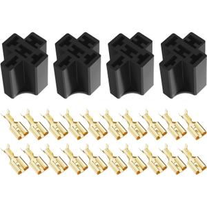 The Lord of the Tools 4 Sets Car Relay Plug Holders with 6.3mm Terminals for 4 Pin 5 Pin Relays 10A 12V/24V Automotive Relay Socket Base Connector Replacement Parts