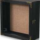 11x11 Inch Deep Shadow Box Frame 4.5" Depth, Black Solid Wood Display Case with Acrylic Door, Vintage Metal Corners, Memory Box for Medals Photos Coins Awards Wedding Keepsakes Military Memorial Gifts