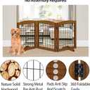LZRS 3-Panel Freestanding Adjustable Wooden Dog Gate30" Tall Foldable Pet Barrier with Support Feet, Chew-Resistant Solid Hardwood & Steel Wire Safety Fence for Doorways, Hallways, and Stairs, Cherry