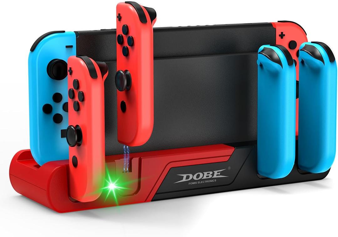Charging Dock Compatible with Nintendo Switch/OLED Joy-Cons, Charging Station Supports simultaneous Charging of 4 Joy-con, Fully Charges Controllers in Just 2 Hours, All in One Solution for Switch