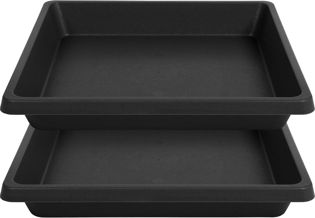 14 Inch Square Plant Saucer 3 Pack, Durable Plastic Plant Trays for Pots-Indoor Outdoor, Durable and Thicker Large Plant Drip Trays, Flower Planter Saucers for Potted Plants (14", Black)