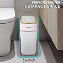 Pukomc 2.3 Gallon / 9L Automatic Adsorption Sensor Trash Can, White Gold Motion Sensor Garbage Bin with Suction, Slim Fashionable Design for Kitchen, Bathroom, Office & Small Space