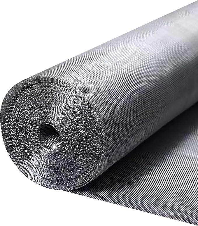 304 Stainless Steel Mesh Window Screen Roll 36" x 200" with Stab Resistant Gloves, Pet Proof Window Screen Replacement, Durable Wire Mesh Screen for Home and Office (36" x 200")