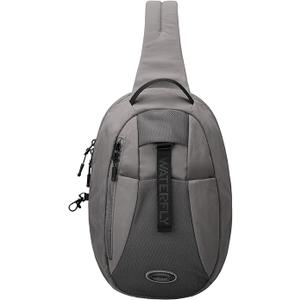 WATERFLY Small Crossbody Sling Backpack: RFID Blocking Anti Theft Sling Bag Travel Daypack Man Woman (Grey)