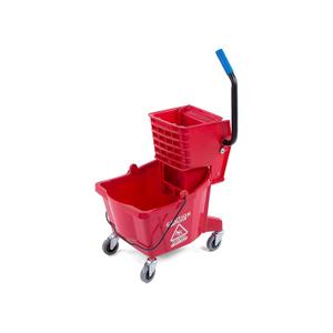 SPARTA Commercial Mop Bucket with Side Press Wringer, Floor Cleaning Essentials for Commercial and Home Use 26 Quart Capacity, 1 Count, Red
