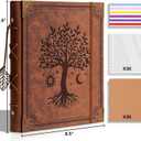Vintage Photo Album 4x6 Leather Scrapbook Album with Writing Space 120 Photos & 30 Sheets DIY Paper Memory Albums Book for Anniversary Travel Vacation Family Tree, Brown