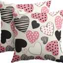 Kawani Valentines Day Pillow Covers 18x18 Inch Black and Pink Heart Outdoor Decorative Throw Pillow Covers Set of 2 Valentine's Day Pillowcases Farmhouse Cushion Covers for Couch Sofa Decor