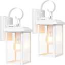 BesLowe 2-Pack Outdoor Wall Light Fixtures, Exterior Lighting Fixtures Wall Mount, Waterproof Porch Lights Outdoor Wall Sconces Lanterns, Modern Outside Lights for House Front Door Garage, White