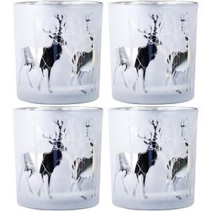 WDHODEC Christmas Candle Holders for Tealight, Votive, LED Candles Silver Gold Glass Candle Holders for Home Decorations Coffee, Office Décor 4PCS