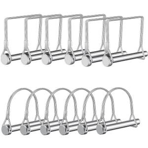 3 x Trailer Pin,SpzcdZa 12pcs Pto Pin Shaft Locking Pin 1/4 pin Hitch pin Wire Lock Pin Safety Coupler Pin 1/4" x 2-3/4"for PTO,Farm,Lawn,Hitches,and Garden(Silver)-6Pcs Square &6Pcs Arched Pins
