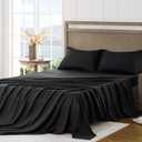 FreshCulture King Sheet Set - Ultra Soft Sheets for King Size Bed - Brushed Microfiber - Deep Pockets - Easy Care - Cooling & Breathable Sheets - 4 Pieces Hotel Luxury King Bed Sheets (Black)