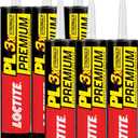 Loctite PL Premium Polyurethane Construction Adhesive, 10 fl oz Cartridge, 6 Pack - Versatile Construction Glue for Wood, Concrete, Stone, Metal & More
