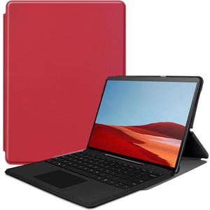 Tablet Cover for Microsoft Surface Pro X 13" (2021/2020/2019 Release),Ultra Slim Lightweight Leather Case for Microsoft Surface Pro X,Compatible with Type Cover Keyboard (Red)