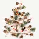 SHareconn 2 Pack 6ft Christmas Garland with Lights,Artificial pre lit Garland with Pine Cones,Red Berry, Multi-Color LED, for Home Fireplace,Stairs,Xmas Tree Indoor Decor,Snow