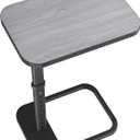 Kitstorack TV Tray Table, Adjustable Height & Rounded Metal Corners, Snack Table for Couch, Sofa, Bed, Chair, Living Room, C Shaped End Side Table for Eating, Dinner or Laptop, Small Spaces, Dark Gray