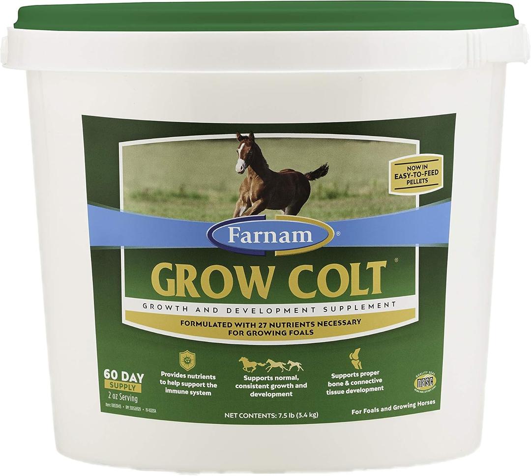 Farnam Grow Colt Supplement for Growth & Development, Horse Supplements for Foals, Supports Normal, Consistent Growth in First Years of Foal's Life, 7.5 Lbs., 60 Day Supply!