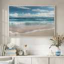 Framed Coastal Beach Wall Art for Room Decor, Blue Ocean Seascape Canvas Artwork for Walls, Nature Nautical Cozy Landscape Picture Print Beach House Wall Decor for Living Room Bedroom Hallway, 24x36
