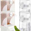 Yaomiao 4 Pcs No Mess Small Bird Feeders Automatic Parakeet Water Dispenser Clear Quail Feeder and Watered Cage Accessories for Small and Medium Parakeet Cockatiel Canary(Assorted,Clear)