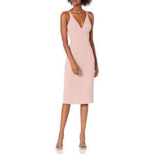 Dress the Population Women's Lyla Solid Sleeveless Fitted Midi Sheath Dress (Large)