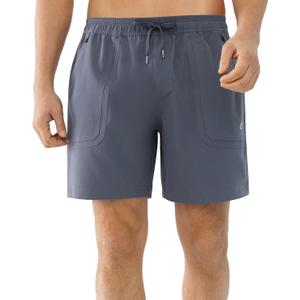 Cosmolle Men's 7" Quick Dry Stretch Hiking Shorts for Running Fishing and Outdoor Adventure with Multi Pockets (Gray, XL)