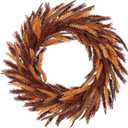 Hollyone 20inch Fall Wreath for Front Door Outdoor Fall Wreath Wheat Stalks Grain Rustic Boho Thanksgiving Harvest Wreaths Pampas Grass Wreaths Farmhouse Porch Harvest Festival Home Decor Red