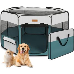 Dog Playpen, Portable Pet Play Pen for Cat, Puppies, Rabbits, Chickens, Foldable Large-Capacity Pet Tent for Indoor/Outdoor Travel Camping Blue (Small)