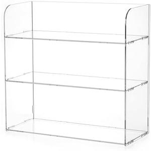 Jusalpha 3 Tier Clear Acrylic Organizer Shelf for Cosmetic Perfume Skincare Makeup Toy Spices Standing Tabletop Vanity Tray Shelf Multifunctional Sturdy Display Showcase (12''x 4''x 12'')…