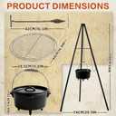Campfire Tripod,Camping Dutch Oven with Lid Lifter,Grill Grate