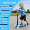 TONBUX Kids Scooter for Ages 3-8: 3-Wheel Kick Scooter with LED Light-Up Wheels & Deck, 7 Lighting Modes, 4 Adjustable Heights, Metal-Reinforced Deck, Lean-to-Steer Balance Training Toddler Scooter