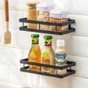 Baffect Metal Spice Rack Wall Mount Floating Shelves 2 Pack Black Storage organizer for Cabinet Door Pantry Kitchen Bathroom Supplies (9.8inches length)
