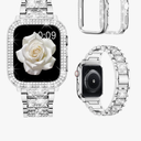 Compatible with Apple Watch Band 38mm 40mm 41mm 42mm 44mm 45mm 46mm 49mm with 2 Pack Case Women, Jewelry Replacement Metal Bands Strap with Bling PC Protective Case for iWatch Ultra SE Series 11/10/9/8/7/6/5/4/3/2/1