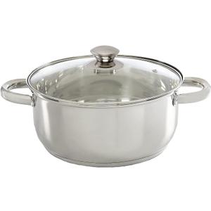 Ecolution Stainless Steel Stock Pot, Encapsulated Induction Ready Cooking Pot with Glass Lid, Oven Safe, Dishwasher Safe Soup Pot, 5-Quart
